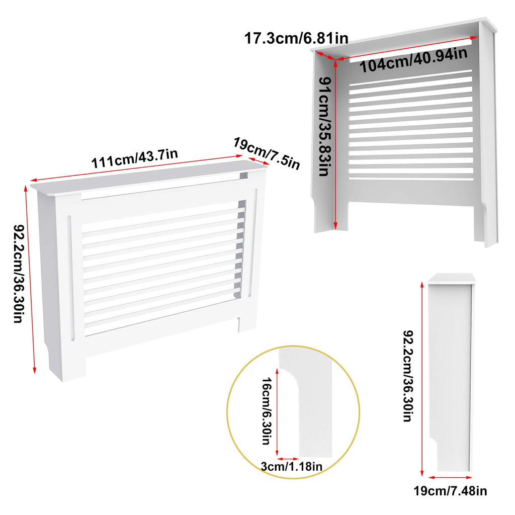 Wood Radiator Cover Cabinet White Horizontal Slat Heater Covers Modern Tall Radiator Shelf