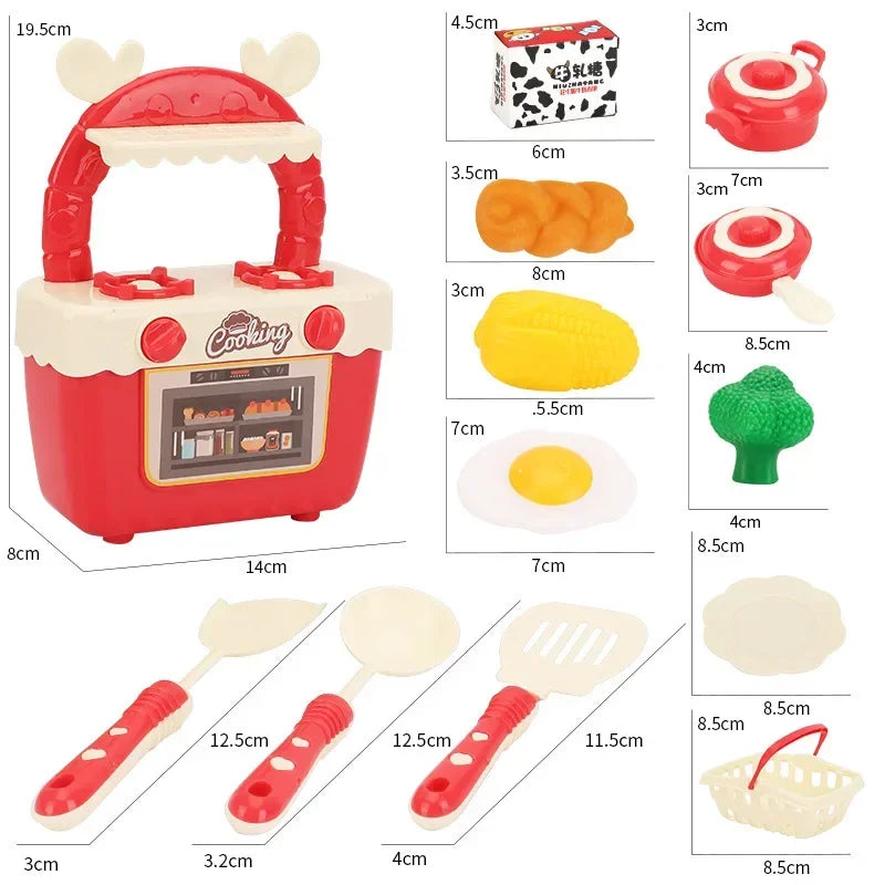 Diy Mini Children's Kitchen Toys Sound And Light Kitchenette Safe Plastic Pretend Role Play Tableware Kids Educational Toy Gifts