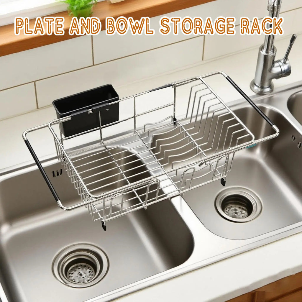 Kitchen Retractable Dish Drying Rack Home Sink Dish Storage Rack Stainless Steel Dish Drainer Kitchen Supplies