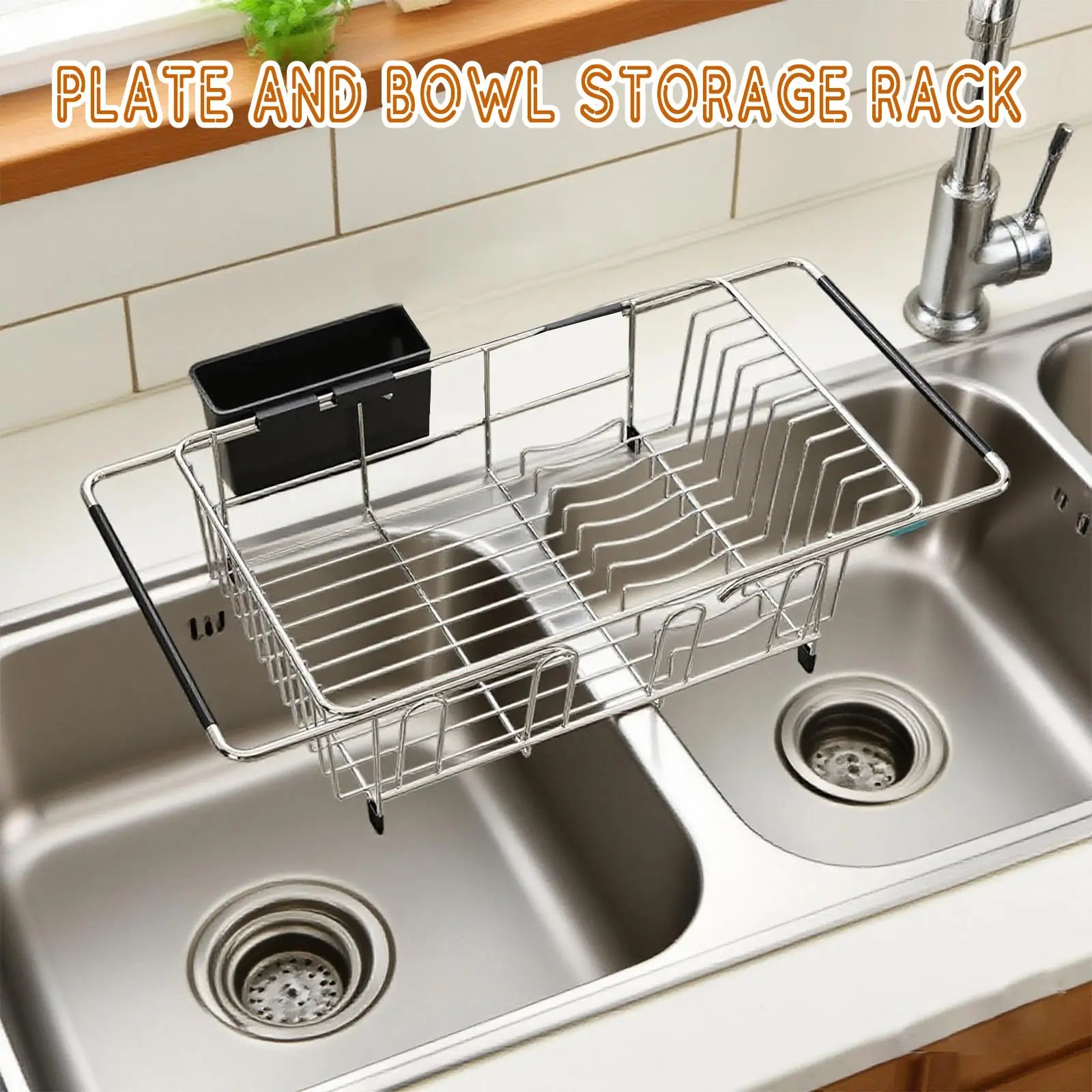 Kitchen Retractable Dish Drying Rack Home Sink Dish Storage Rack Stainless Steel Dish Drainer Kitchen Supplies