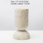 New Chinese Style Yellow Travertine Candle Holder - Elegant Home Decor for Living Room, Coffee Table, Dining Table & Model House