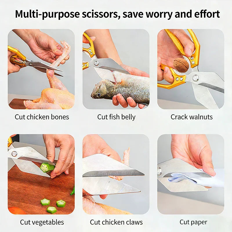 Kitchen Scissors Heavy Duty Stainless Steel Multifunctional Bone Cutting Sharp Accessories