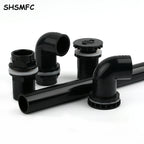 20-63mm Black PVC Pipe Connectors Ball valve Three-way Direct Garden Water Aquarium Fish Tank Drainage Tube Fittings Accessories