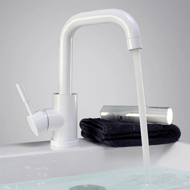 Suguword Bathroom Basin Faucet Stainless Steel Hot Cold Wash Mixer Crane Tap Rotation Sink Faucets Single Handle