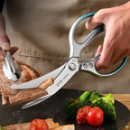 Kitchen Scissors High Hardness Curved Blade All Steel Scissors Household Sharp Cutting Chicken，Fish and Meat Food Scissors