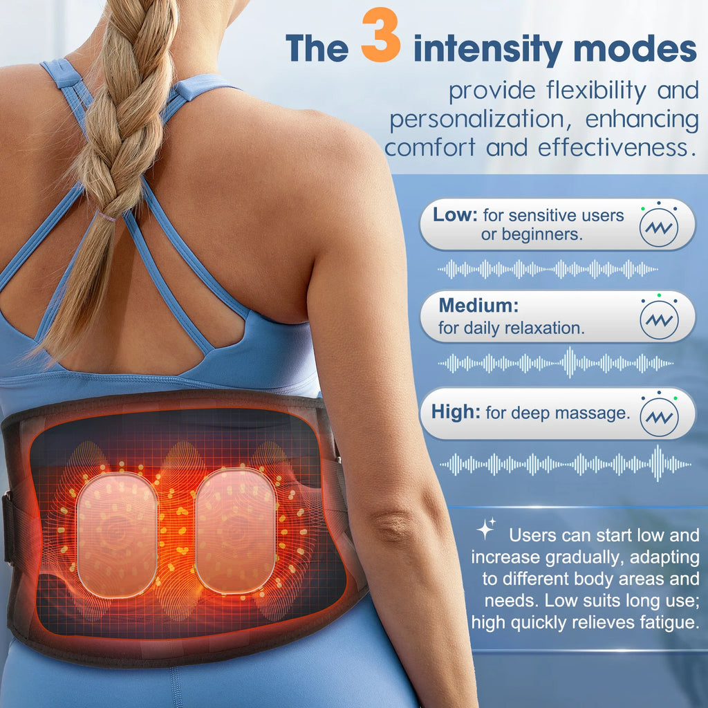 Heating Waist Support Belt Vibration Massage Waist Brace With 5 Levels Adjustable Heated Back Belt Abdomen Warmer Lumbar Support