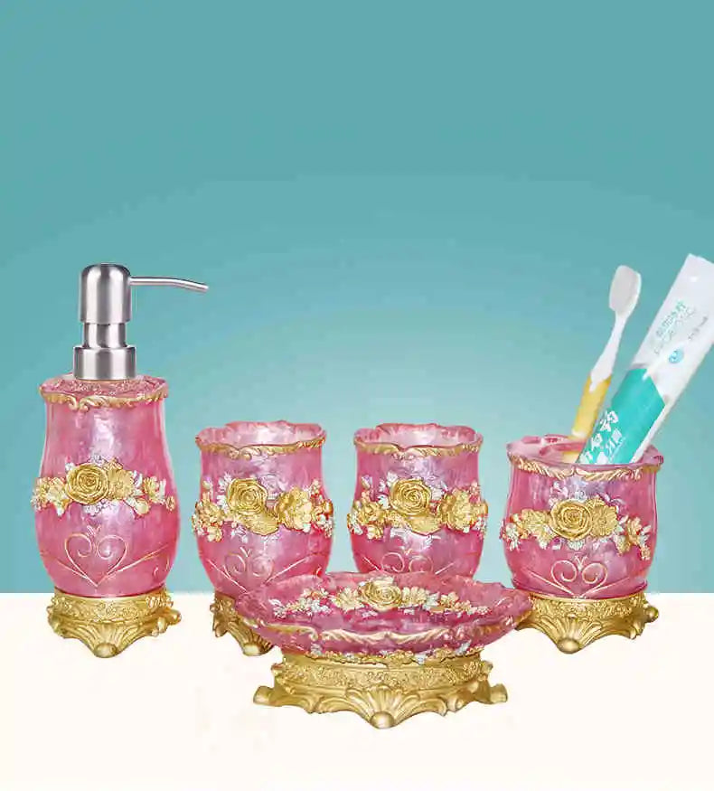 Resin Bathroom Set, Multi Models, Optional, Set of 5 Pieces, Toiletries Kit, Bathroom Accessories