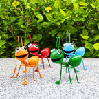 4pcs Set of Rustic Iron Ant Sculptures with Big Eyes - Perfect for Garden & Yard Decor, Halloween Themed, No Battery Needed