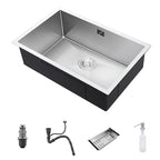 304 Stainless Steel Kitchen Sink Single Bowl Basin Undermount Handmade Brushed Narrow Edge Bar Sink With Drain Accessories