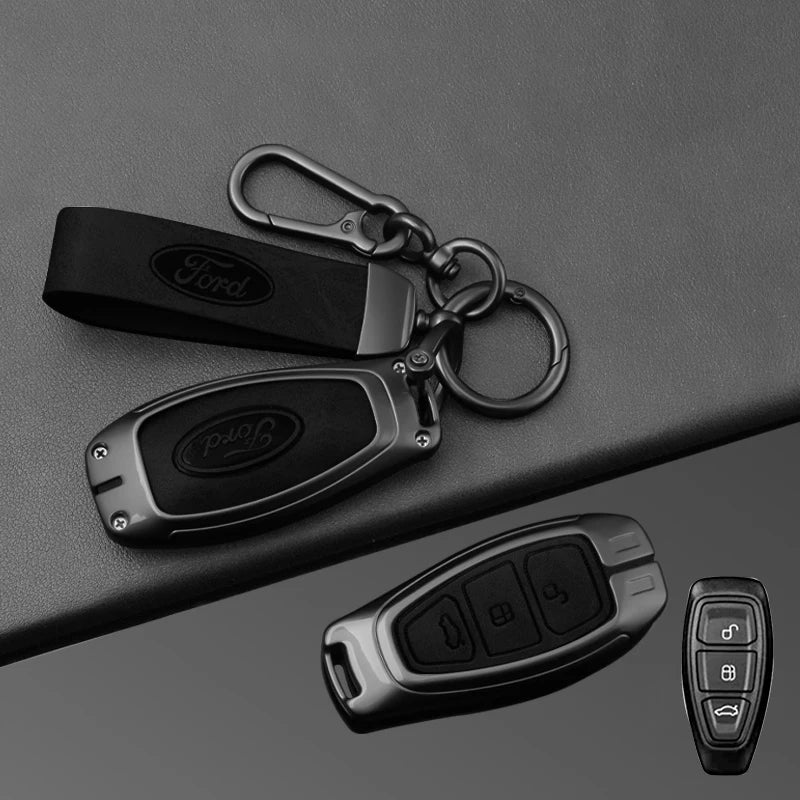 Leather Car Key Case Full Cover for Ford Focus 3 4 ST Mondeo MK3 MK4 Fiesta Fusion Kuga 2013 2014 2015 2017 Keychain Accessories