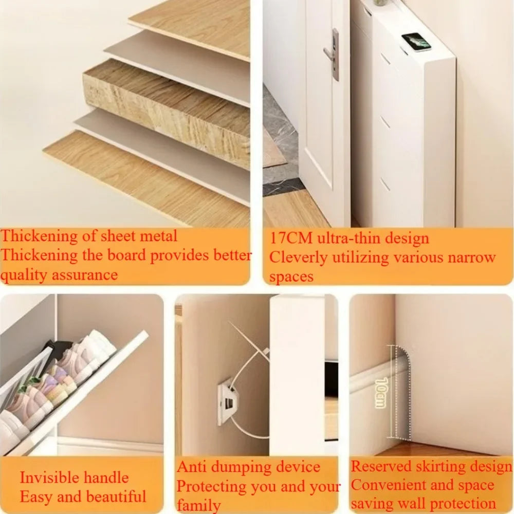 Simple Flip Bucket Shoe Cabinet Entrance Ultra-thin Shoe Cabinet Large Capacity Simple Storage Rack Indoor Shoe Storage Cabinet