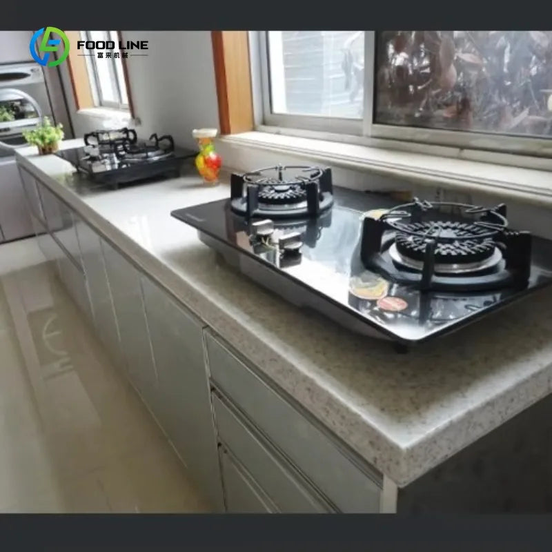 Customized Kitchen Cabinets with Drawers Shelves Waterproof for Home Commercial Restaurant Hotel Kitchen Renovation Decoration
