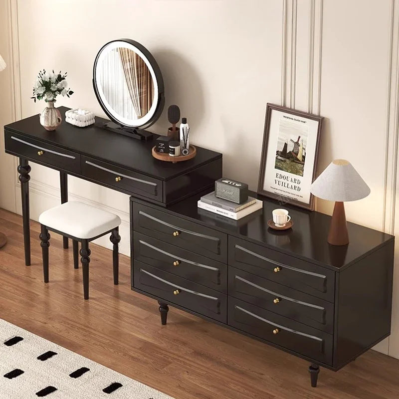 American Solid Wood Dresser Modern Simple Bedroom Vanity Table with Mirror Storage Cabinet Home Furniture Tocador Mueble FYDT