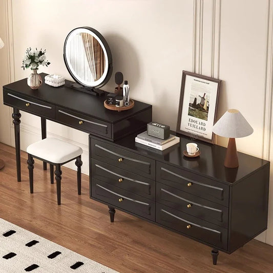 American Solid Wood Dresser Modern Simple Bedroom Vanity Table with Mirror Storage Cabinet Home Furniture Tocador Mueble FYDT