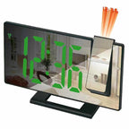 LED Digital Alarm Clock Specular Surface Electronic Desk Clock With Projection Time Temperature Clock Bedroom Bedside Decoration