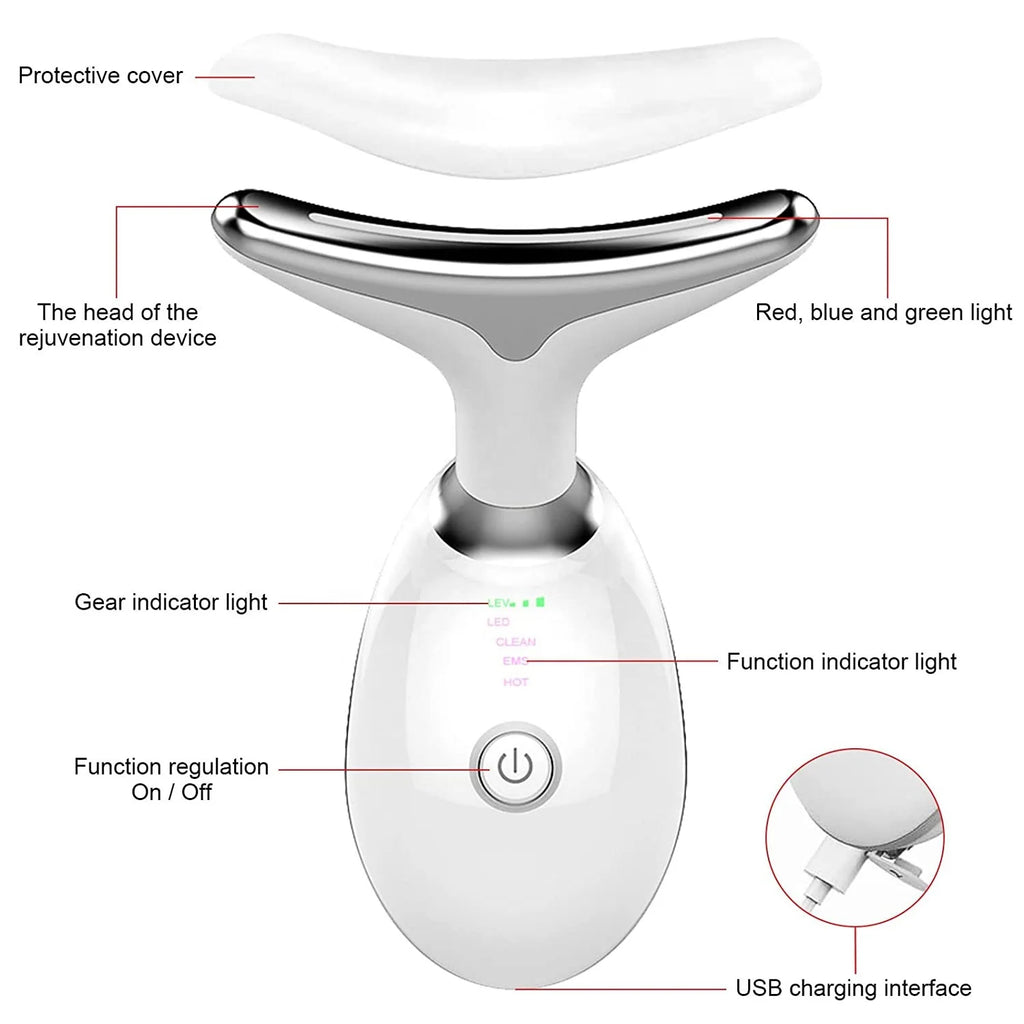 3 Colors/7 Colors Face Neck Massager Facial Lift Three Light Modes Electric Skin Tightening Device LED Beauty Instrument