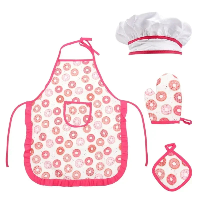 Play House Kitchen Toys Kit Chef Suit Apron Cake Mini Baking Mold Glove Spoon Cup Hat Tool Pretend Play Girls Birthday Gifts