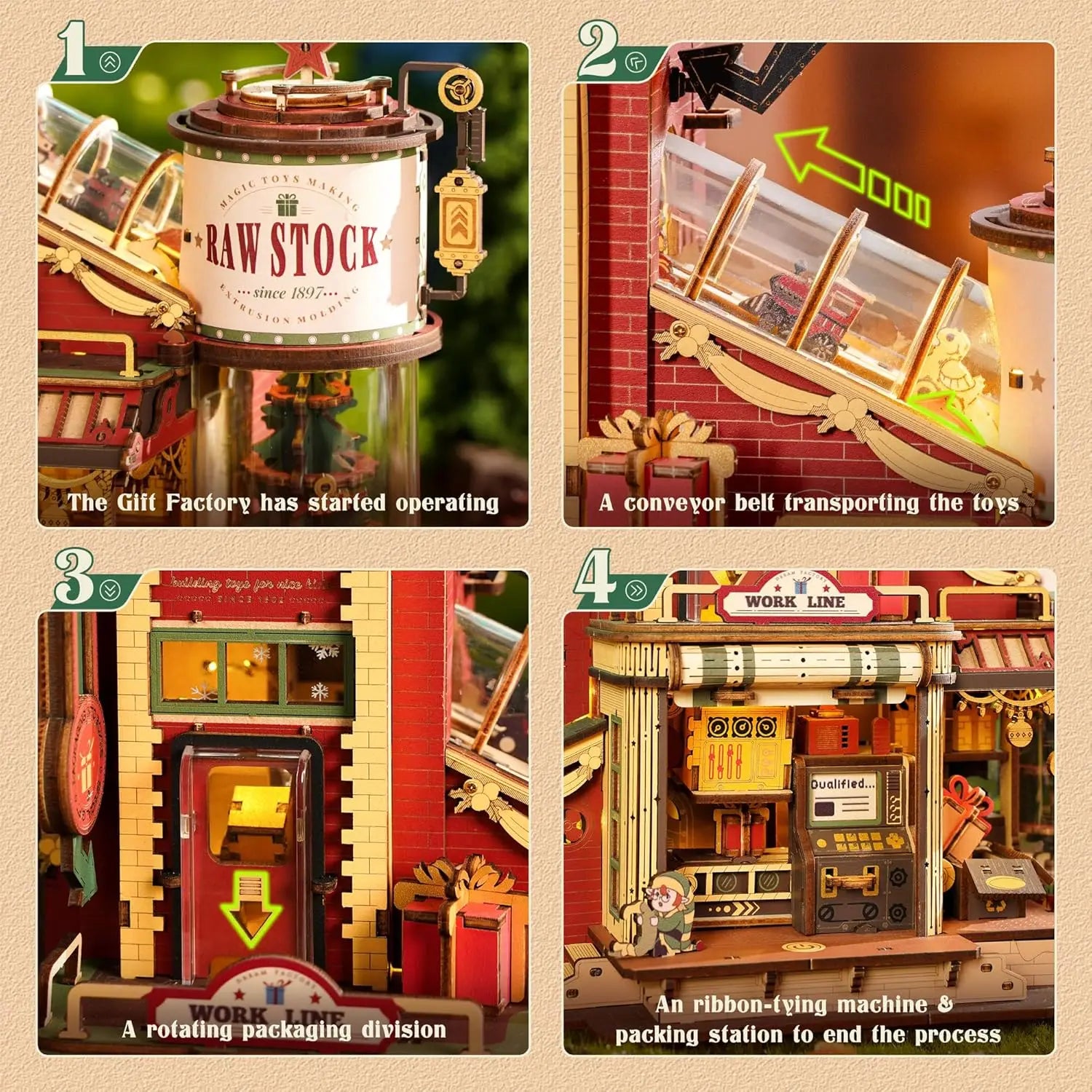 3D Wooden Puzzle Music Box Kit - "Christmas Dream Gift Factory" Model for Kids & Adults | AlluCanFind