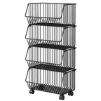 Kitchen Multi-Layer Storage Cart Floor Movable Shelf Fruit and Vegetable Basket Snack Toy Rack Adjustable Storage