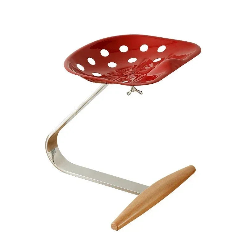 Metal Seat Solid Stainless Steel Stem Steam Treated Beech Wood Base Mezzadro Low Stool Ready Made Foot Rest Italy Stool