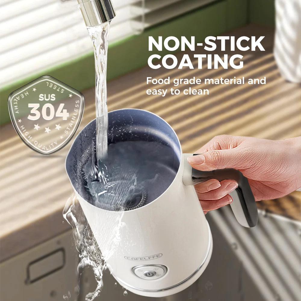 Cafelffe Electric Milk Frother Frothing Foamer Chocolate Mixer Cold/Hot Latte Cappuccino Fully Automatic Milk Warmer Cool 4-in-1