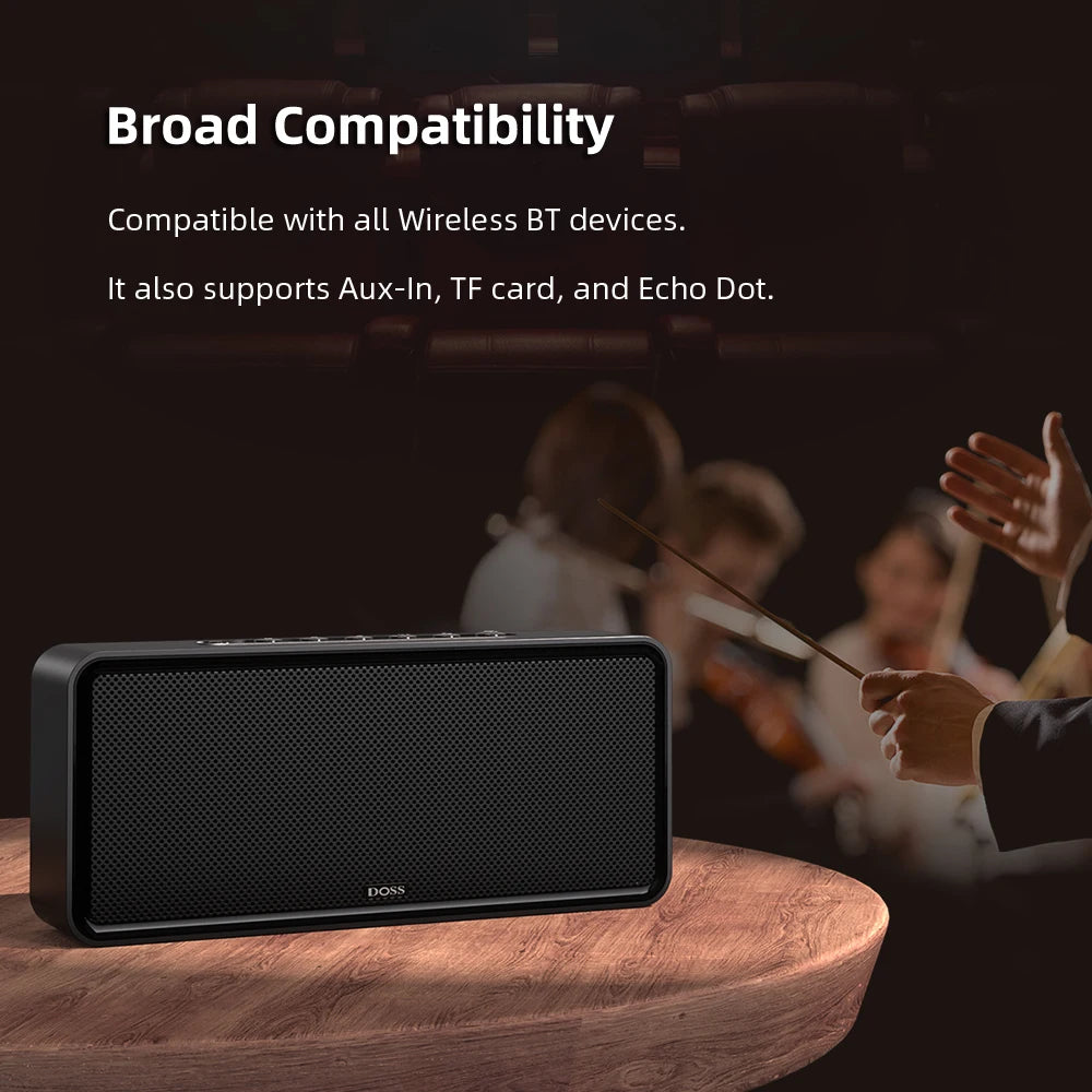 DOSS Home Bluetooth Speaker Powerful 32W Stereo Sound Bold Bass Subwoofer Music Sound Box TWS Wireless Pairing Portable Speakers