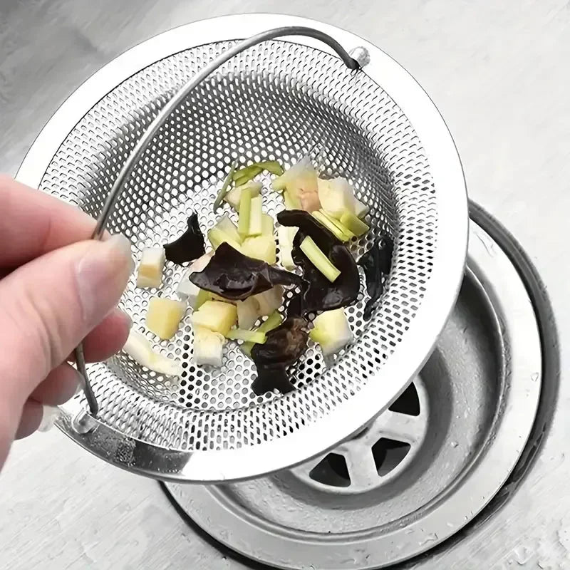 1/20pcs Kitchen Sink Strainer With Handle & Stopper Replacement Drain Basket Stainless Steel Mesh Filter Waste Hole