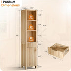 Fluted Bathroom Floor Storage Cabinet with Fluted Door 3 Drawers,Modern 12 Inch Deep Short Bathroom Storage Cabinet Organizer