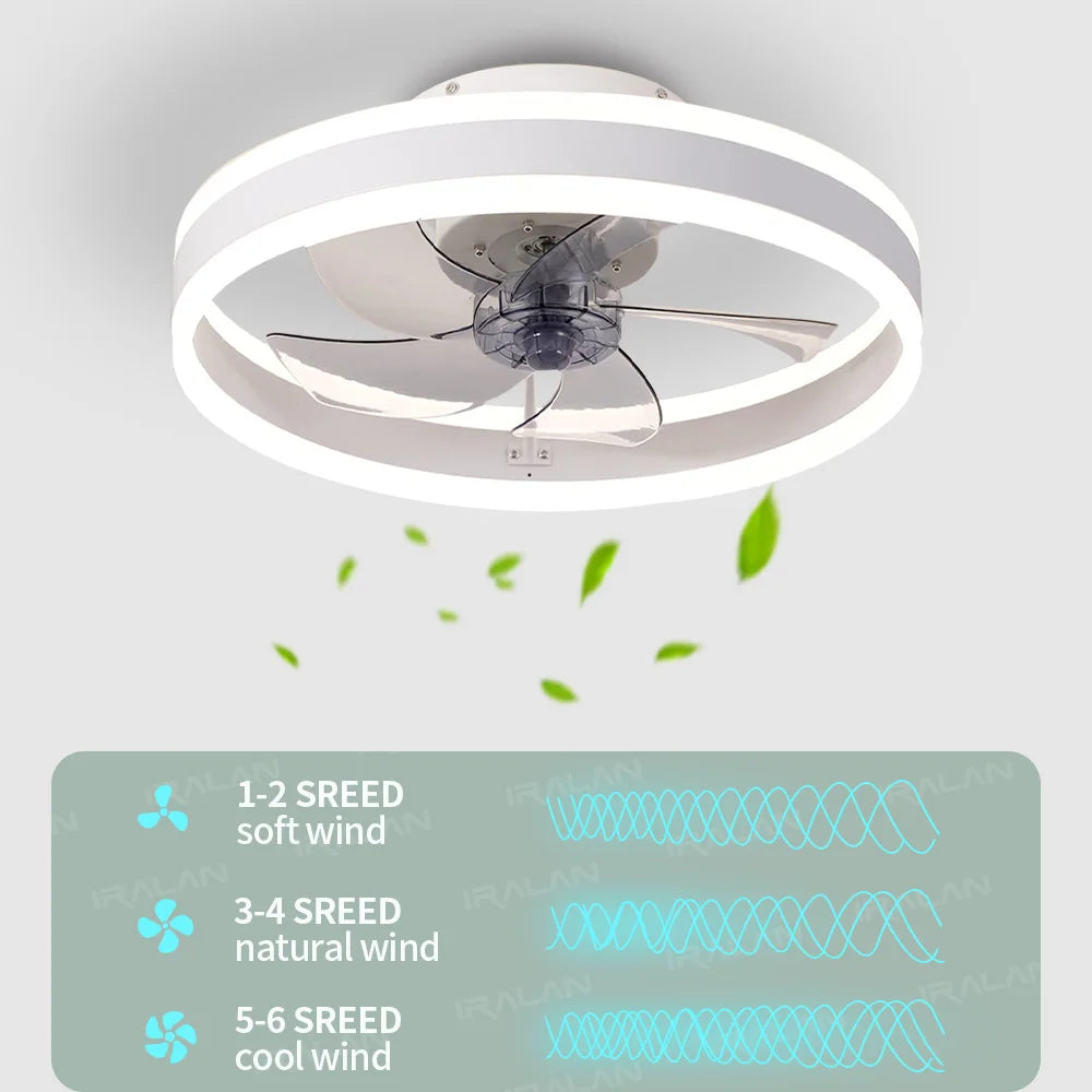 Modern LED Ceiling Fan with Remote & Dimmable Lighting