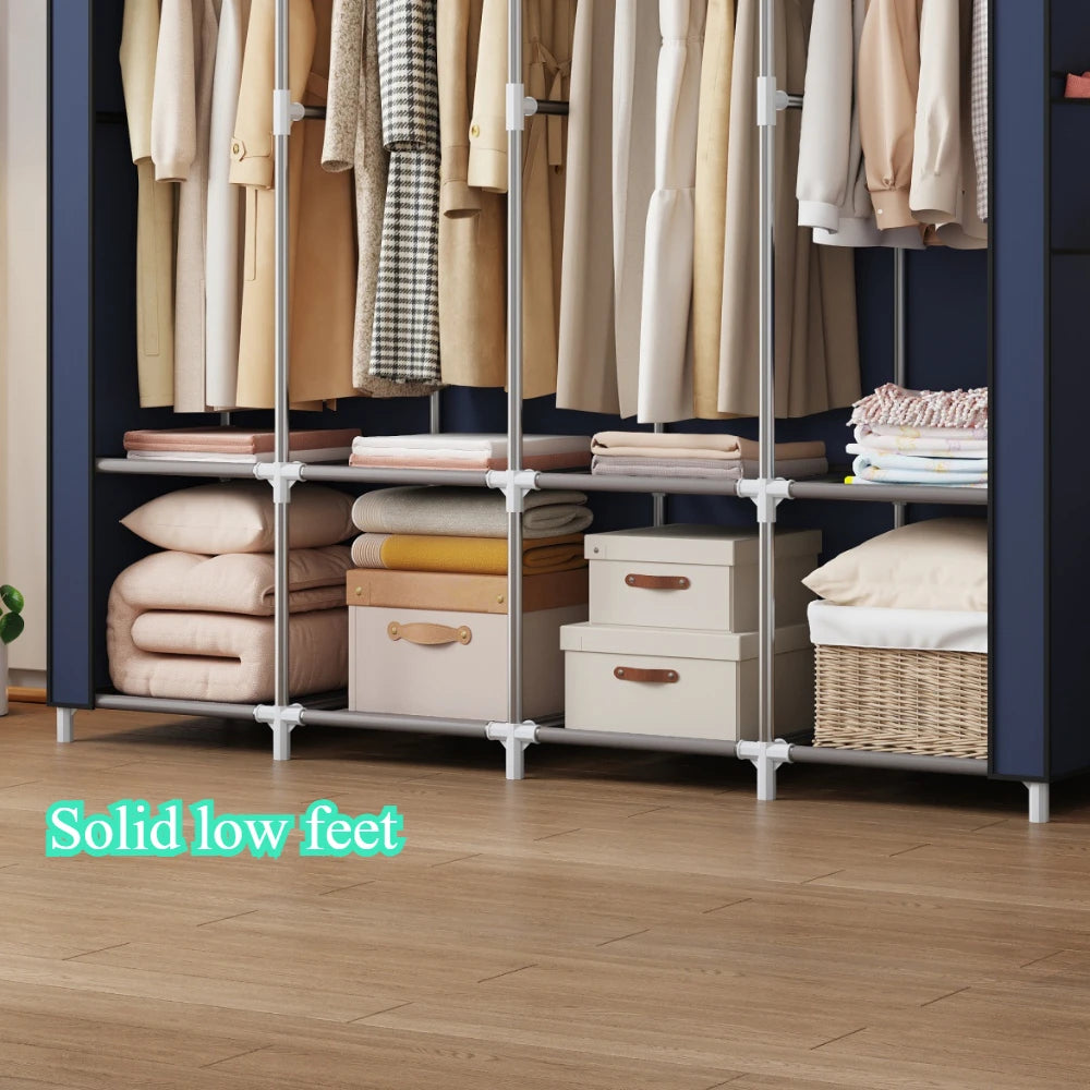 Portable Closet Large Household Multi-laye Economy Fabric Wardrobe Dustproof Rental Room Single Person Closet Clothes Organizer