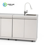 Customized Outdoor Kitchen Cabinet with Gas & Charcoal BBQ Grills 304 Stainless Steel Outdoor Kitchen Island Premium Modular