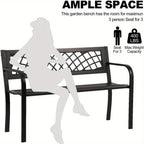 Outdoor Metal Patio Bench Porch Park Bench Cast Iron Sturdy Steel Garden Bench