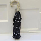 Bling Rhinestones Handle Sunshade Umbrella Women's Sunshine Rain Umbrella Portable Polka Dots Anti UV Folding Sun Umbrella