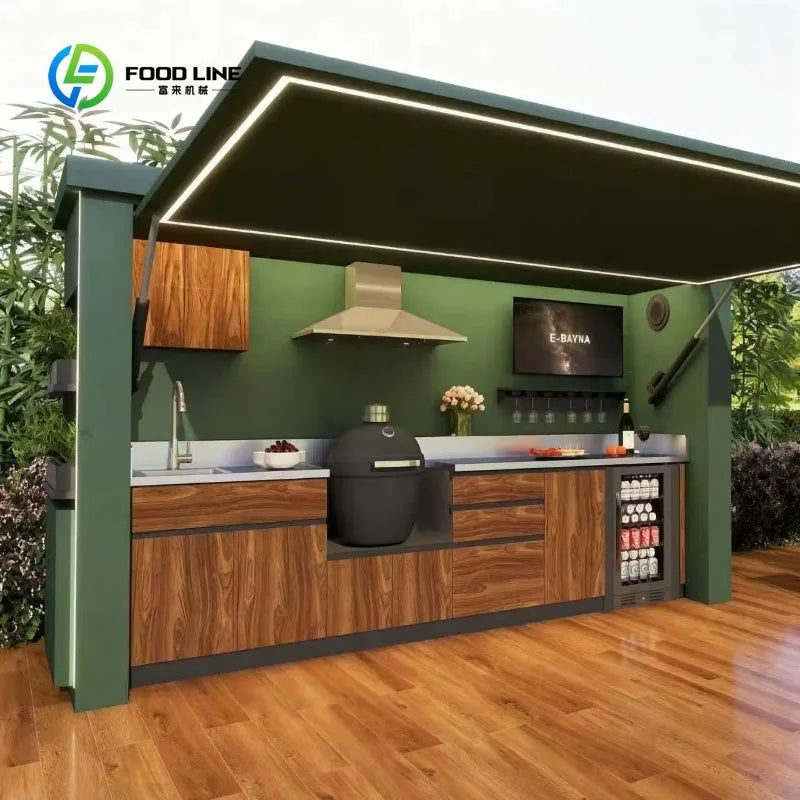 Customized Modular Outdoor Kitchen Cabinet Factory Direct Sales Modular Kitchen for Guesthouse Bbq Island Outdoor Kitchen Grill