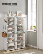SONGMICSHOME 8-Cube Shoe Rack Organizer 32-Pair Plastic Storage Cabinet for Bedroom Entryway with Steel Frame