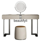 CC Italian minimalist dresser light luxury rock slab leather makeup table modern minimalist high-end sense