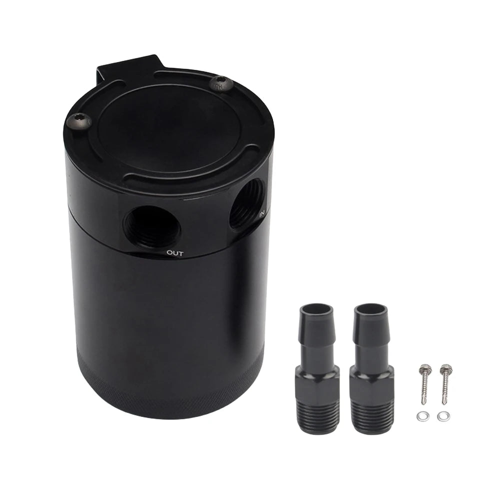 Universal Car Baffled Reservoir Separator Aluminum Alloy Car Oil Catch Reservoir 2/3 Port Fluid Filter Cylinder Tank Fuel Tack