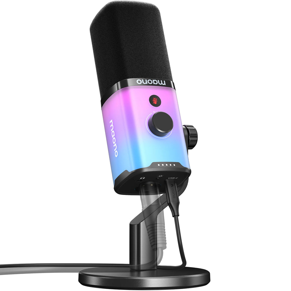 MAONO PD100X Gaming MIC,USB/XLR Dynamic Microphone with Noise Reduction,Mute,Headphone Jack,RGB MIC for Gamer Streaming Podcast