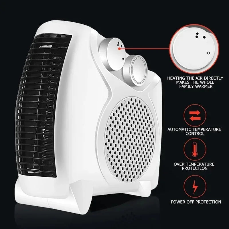 Universal Voltage Winter Warmer Desktop Electric Heater Fan 3 Gear Adjustable Warm Air Blower Ripple Heating for Bedroom Office