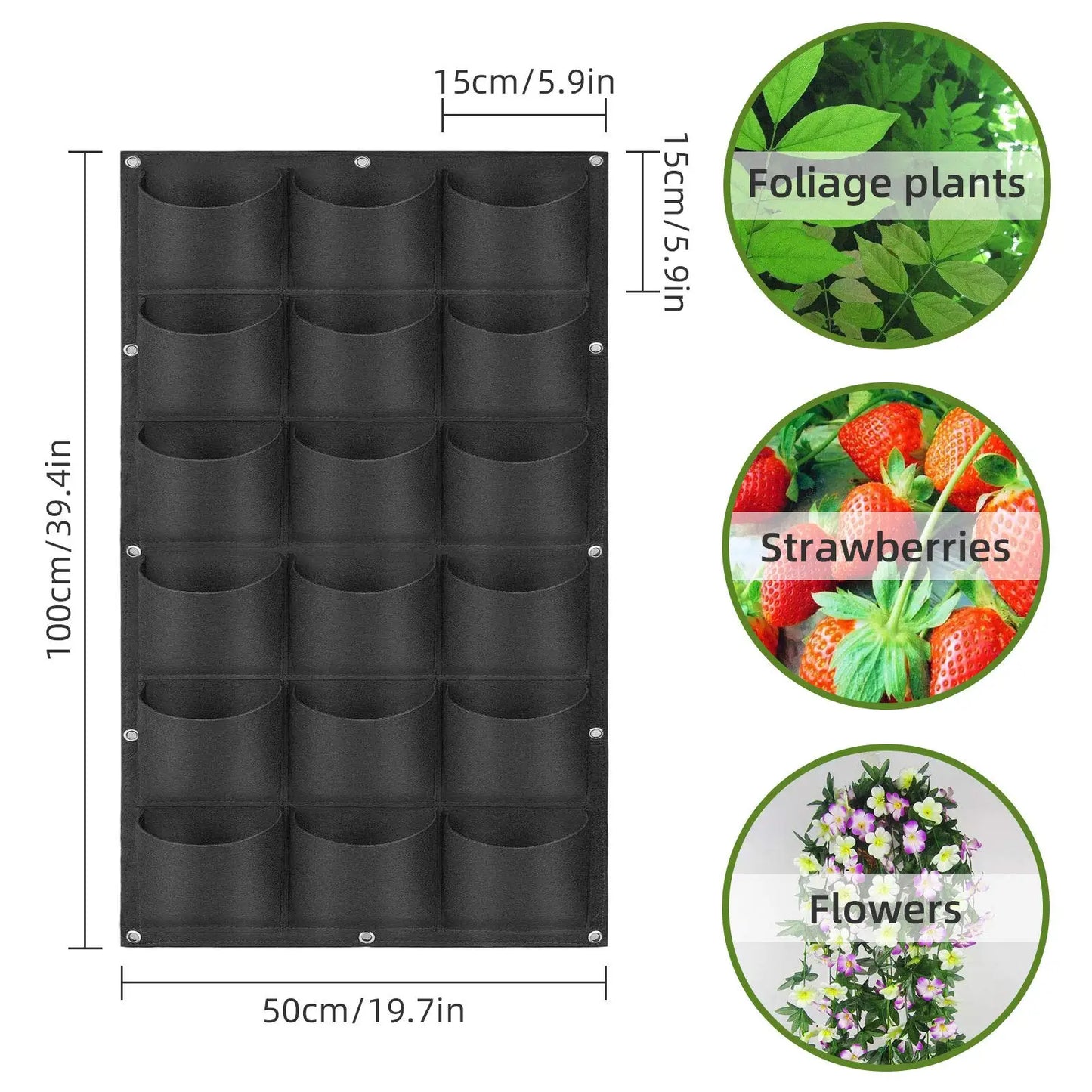 49 Pockets Hanging Planter Bags, Hanging Vertical Wall Mounted Plant Planting Grow Bags, Herb Garden Planter Outdoor Indoor Grow