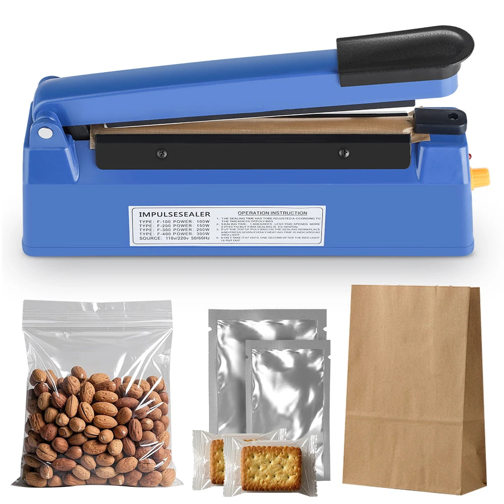 100/200mm Manual Heat Seal Machine Household Impulse Vacuum Sealing Food Meat Sealer Plastic Bags For Home Kitchen Storage