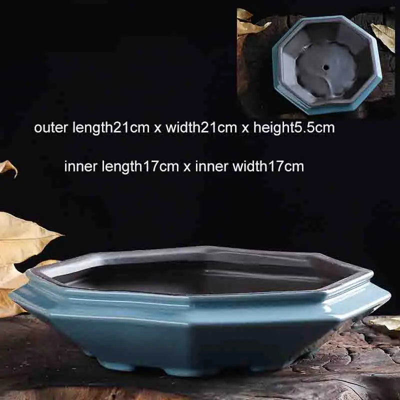 Chinese Purple Sand Ceramic Flowerpot Desktop Large-Diameter Glazed Flowerpot Classical Succulent Landscape Bonsai Flower Pot