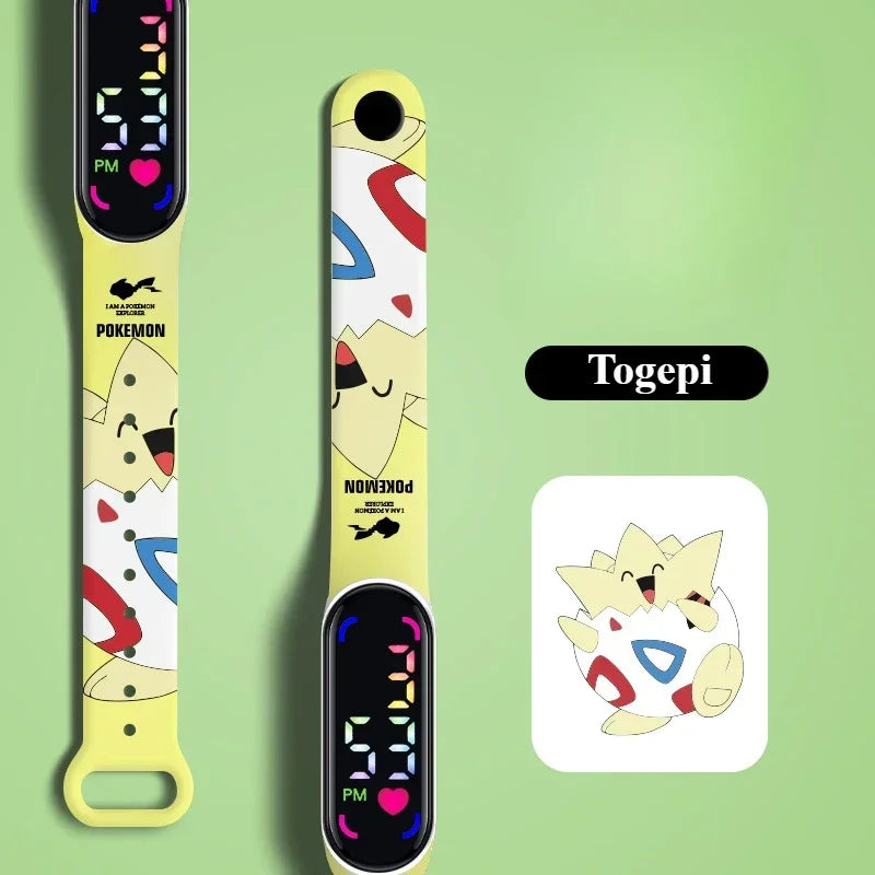 Pokemon Watch Pikachu Gengar, LED Digital Waterproof Watch for Kids, Electronic Wristwatch Boys Girls Birthday Gift
