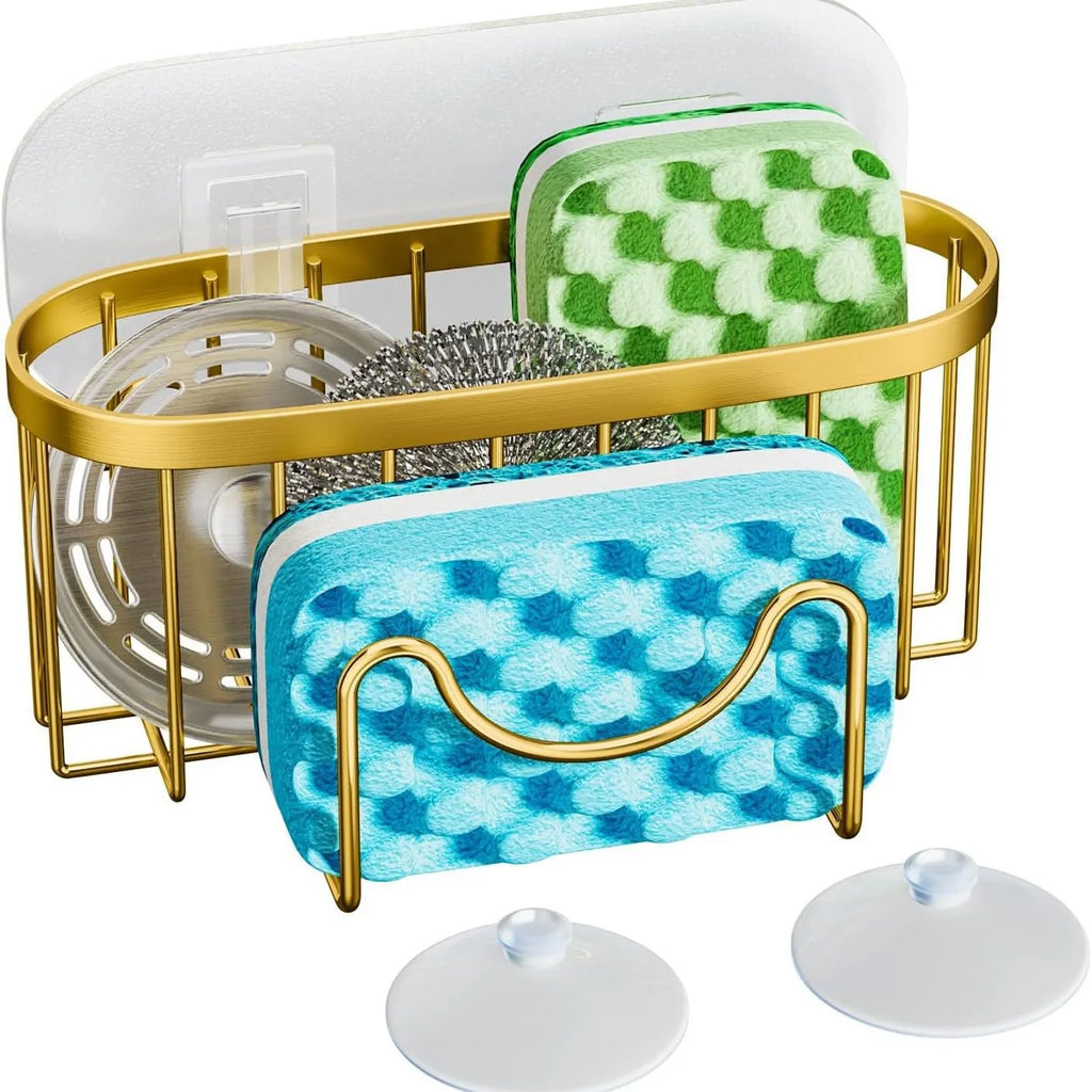 Kitchen Stainless Steel Sink Drain Rack Sponge Holder Faucet Storage Suction Cleaning Tool Drainer Shelf Organizer Accessories
