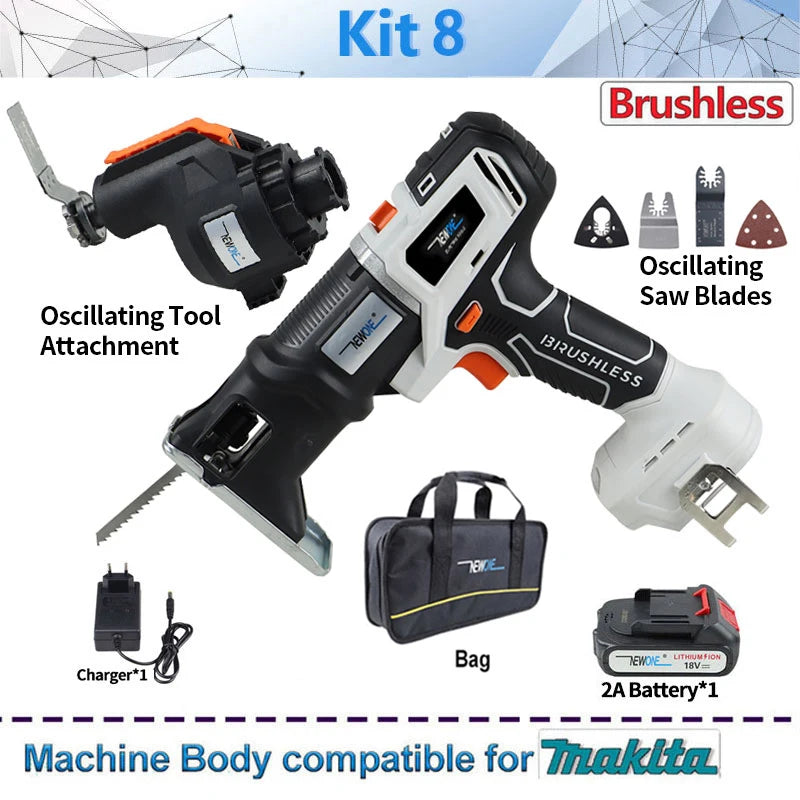 Compatible MAKITA 18V Brushless Jig saw & drill screwdriver Reciprocating/circular saw chainsaw oscillatingtool sander Combo kit
