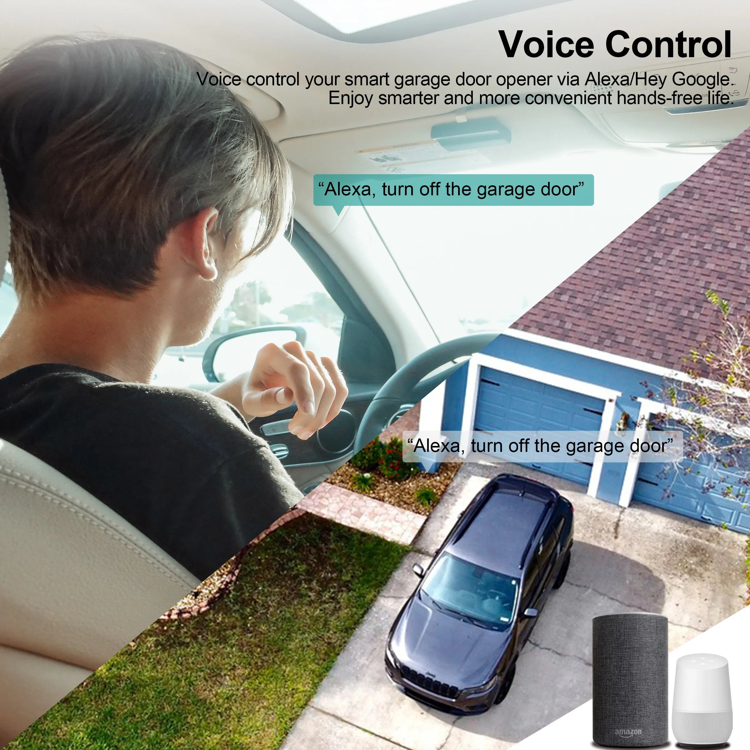 GIRIER WiFi Smart Garage Door Opener Controller Works with Alexa Google Home Assisant Alice App Remote Control No Hub Required