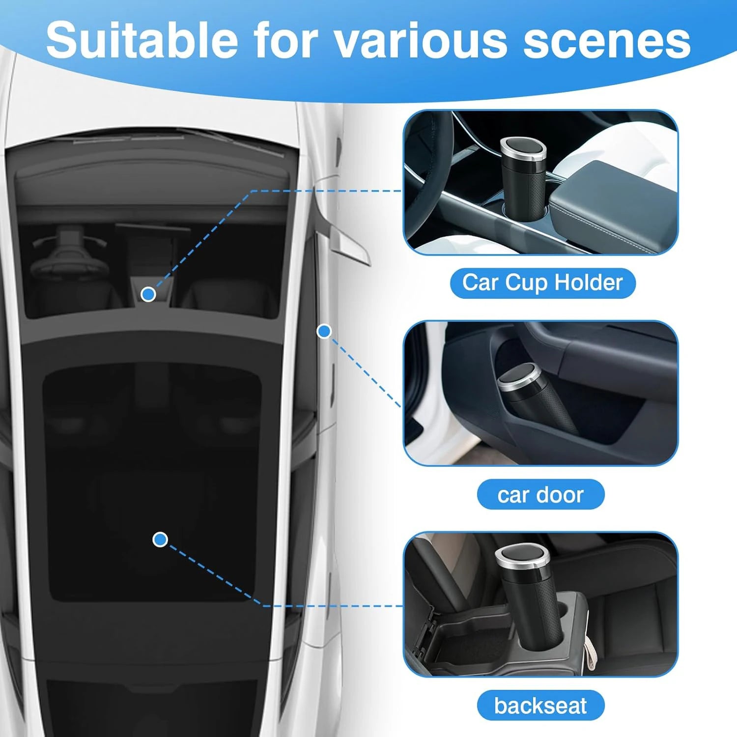 Car Trash Can With Lid Portable Car Trash Bin Car Cup Holder Trash Can 2Pce Leak-Proof Vehicle Trash Can 1Pce Garbage Bin