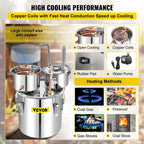 VEVOR 50L Alcohol Water Distiller Bottle DIY Moonshine Equipment Stainless Steel Brewing Machine for Whisky Wine Beer Dispenser