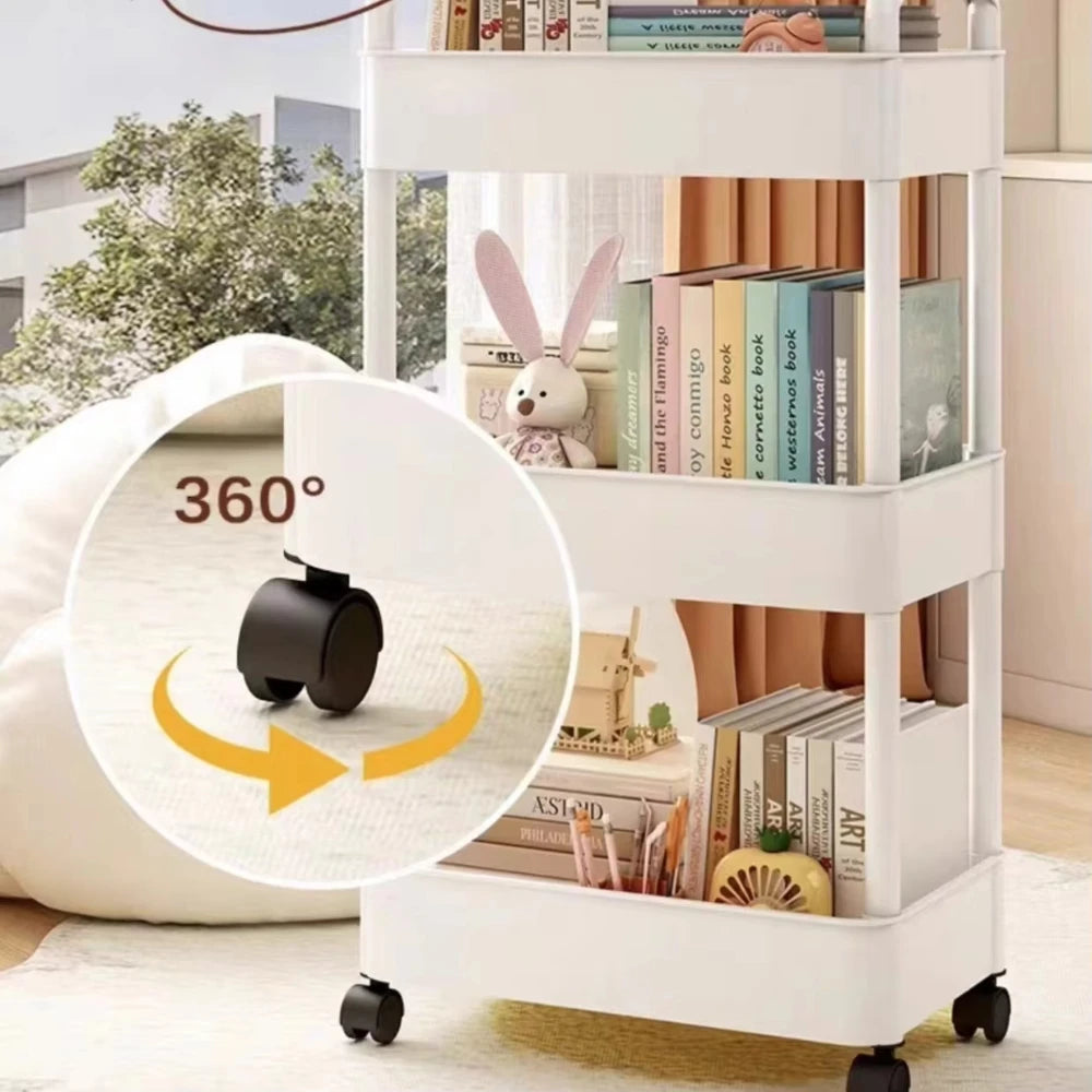 Bathroom Cart with Wheels Kitchen Small Storage 3-4 Tier Rack Rolling Trolleys Organizer Shelf for Office, Living Room, Kitchen