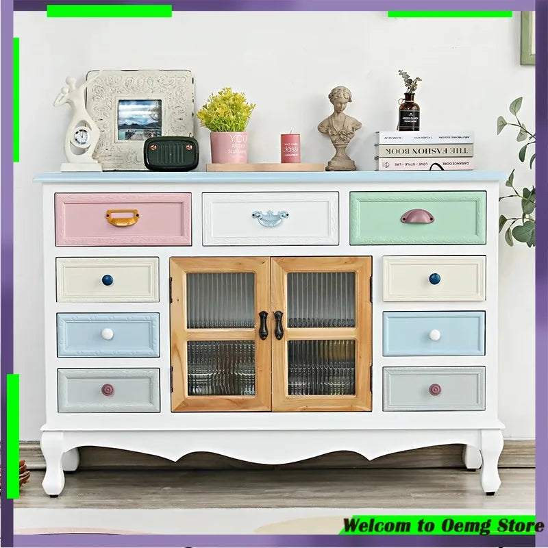 Cream Multipurpose Living Room Cabinets Child Safety Modern Display Cabinet Kitchen Storage Szafki Do Salonu Home Accessories